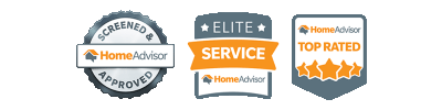 HomeAdvisor badges: Screened and Approved, Elite Service, and Top Rated